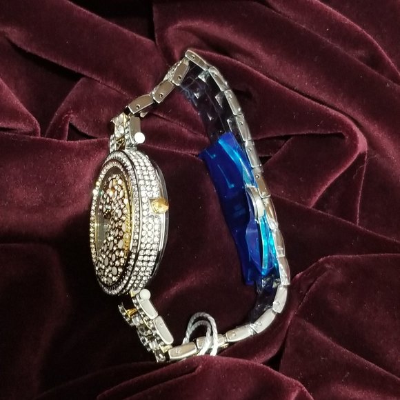 Silver & Gold Crystal Diamond Leopard BLING Watch - White Spots! - Picture 3 of 10